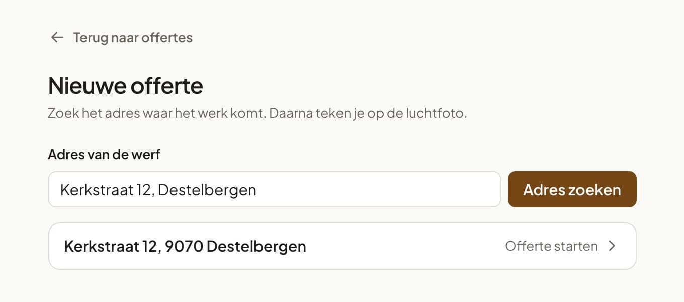 Een adres zoeken in Perimo.